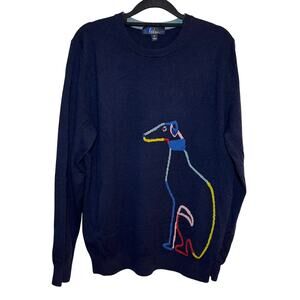 Boden Navy Sweater Greyhound Dog Design